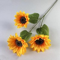 QSLH-V155 Vente en gros de tournesols artificiels, bouquet de tournesols en soie, tournesols jaunes, fleurs artificielles pour la décoration de la maison