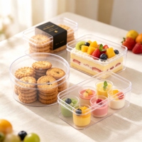 Caisse d'emballage alimentaire attrayante en plastique PS transparent recyclable avec couvercle assorti pour biscuits, bonbons, noix, snacks secs, pâtisseries et desserts