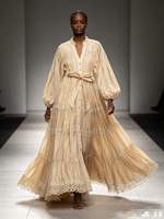 Robe longue maxi vintage pour femme, automne-hiver, en dentelle ajourée, à volants, col en V, manches ballon, boutonnée sur le devant, ceinturée, style bohème fluide