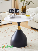 Table basse moderne et durable avec plateau en pierre frittée et base métallique réglable en hauteur pour salon, chambre et décoration d'hôtel