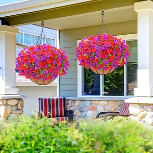 Flores Artificiales Colgantes Resistentes a los Rayos UV, Aptas para Exteriores, <span class=keywords><strong>Petunias</strong></span> Artificiales con Contenedor - Plantas Colgantes Realistas para Jardín - Product Image 1