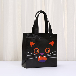 Borsa Non Tessuta per Halloween con Stampa di Fantasmi, Gatti e Mumie, Sacchetto per Dolcetti 20x20x9cm - Product Image 5