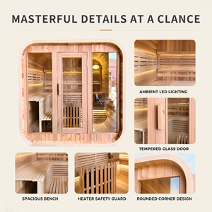 PLOUTARA Sauna <span class=keywords><strong>hybride</strong></span> modulaire préfabriqué d'intérieur, infrarouge à spectre complet, moderne, en bois massif de pruche, électrique, pour 2 personnes, idéal appartement - Product Image 3