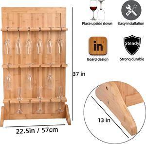 Soporte de Bambú de 3 Niveles Personalizado y Duradero para Copas de Champán, con Capacidad para 18 Copas, Ideal para Fiestas - Product Image 2