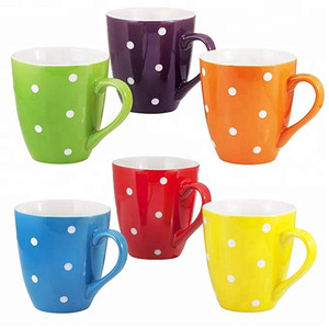 300ml mejor venta personalizada de café tazas de cerámica con patrón de punto - Product Image 3