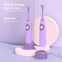 Brosse à dents électrique sonique sans fil OEM ODM pour enfants avec poils doux, capuchon en silicone sécurisé, capteur de pression, 33 000 VPM