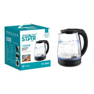 กาต้มน้ำไฟฟ้า Winningstar 1.8 ลิตร แก้วโบโรซิลิเกตคุณภาพสูง ปิดอัตโนมัติ ป้องกันการต้มจนแห้ง ใช้ในบ้าน - Product Image 1