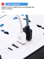 Multiprise électrique longue de 3 m, 6 prises, 3 ports USB, en cuivre, indice IP44, courant nominal 10A/16A, pour usage domestique et professionnel, prises UK, EU, AU