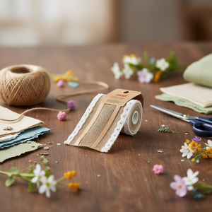 Nastro di lino ILAN 10 cm x 2 m con bordo in pizzo per decorazioni e artigianato - Product Image 2