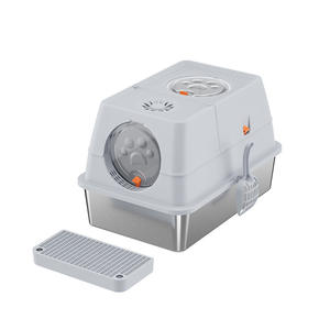 Top-Entry Flip Cover <span class=keywords><strong>Cat</strong></span> Litter Box Aço Inoxidável Totalmente Fechado Extra Grande Anti-Scatter <span class=keywords><strong>Cat</strong></span> WC para Gatos Grandes Com Pá - Product Image 1