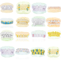 Grillz Hiphop en Argent S925, entièrement sertis de moissanite personnalisée qui passe le test du diamant, Top 10 Bottom 10, pour homme et femme