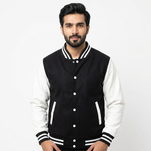 Veste universitaire en toile personnalisée pour homme, col montant, style Letterman, vierge - Product Image 1