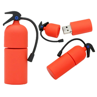 Regalo Publicitario, Memoria USB 2.0 3.0 con Logotipo 3D de Goma PVC, Diseño de Extintor de Incendios, 16GB, Regalo Creativo, Pendrive Promocional