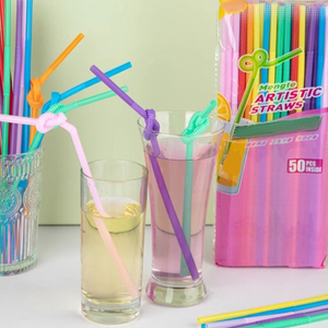 Grosir sedotan plastik PP sekali pakai pesta sedotan bengkok minuman jus sedotan seni sekali pakai warna - Product Image 5
