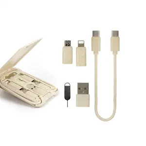 Eco-friendly Biodegradable Name Card shape usb cable Natural Wheat Straw Materials Charger Data Cable
