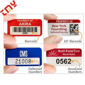 Personalized Custom QR Bar Code Label Sign Sticker Metal Epoxy Aluminum Asset Nameplate Tag With 3M Self Adhesive