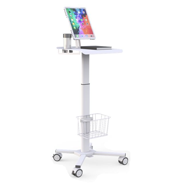 Height Adjustable Hospital Rolling Mobile Tablet Monitor Stand Cart Laptop