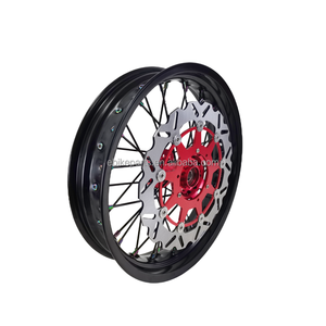 Roues de moto tout-terrain de 17 pouces Supermoto compatibles avec <span class=keywords><strong>CRF</strong></span> 450CC années <span class=keywords><strong>2017</strong></span>, jantes en aluminium CNC, rayons noirs - Product Image 3