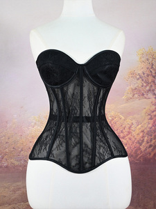Top Corsé Estructurado sin Tirantes con Escote Corazón, Encaje Floral y Varillas para Boda, Retratos y Banquetes Románticos - Product Image 4