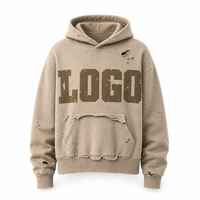 Sweat à capuche épais pour homme, 100% coton molletonné, avec impression de logo personnalisée et poche