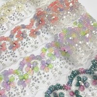 Bordure en dentelle à sequins vintage de 13 cm de large en polyester brodé pour robe Lolita, Hanfu, robe de soirée, jupe, accessoire de décoration de ourlet
