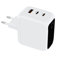 Pengisi Daya USB C 140W GaN Adaptor Pengisian Cepat 3 Port PD Charger dengan Layar Tampilan Colokan EU untuk Laptop Smartphone