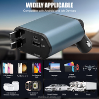 Chargeur de voiture en métal tout-en-un avancé de qualité supérieure Câble de charge intégré Double ports USB Adaptateur universel pour allume-cigare