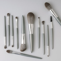 Ensemble professionnel de 12 pinceaux de maquillage en fibres synthétiques, manche en plastique, ultra-doux, pour poudre libre et fard à paupières, pour le visage et les yeux