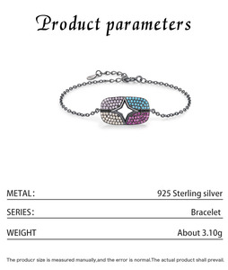S925 Silver Trendy Star Pattern <b>Bracelet</b> With Crystal Rhinestones Black Rhodium Plated Chain Link Women's Everyday Wear - Product Image 2