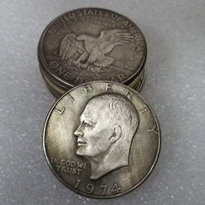 Pièce de monnaie américaine Eisenhower d'un dollar, réplique ancienne plaquée argent sur laiton, non magnétique, 1776-1976 - Product Image 4