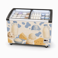 Congélateur à glace commercial 720L avec porte vitrée incurvée, refroidissement direct, congélateur coffre à congélation profonde pour restaurant