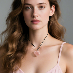 Collana Corta con Ciondolo a Forma <span class=keywords><strong>di</strong></span> Cuore in Agata Rosa Cristallina, Collana con Corda in Pelle e Pietra Naturale, Regalo <span class=keywords><strong>di</strong></span> San Valentino, Gioielli - Product Image 2