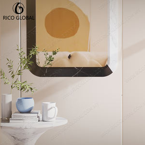 Grand miroir moderne en marbre pour la maison, décoration murale de luxe, encadré, simple, pour salle de bain, chambre, couloir, salon, hôtels, fabriqué en aluminium - Product Image 3