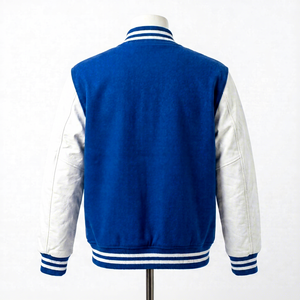 Blouson universitaire en laine pour homme, personnalisé, hiver, style varsity, broderie OEM ODM, fermeture éclair, col montant, logo frontal - Product Image 2