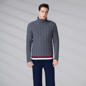 Custom Autumn Winter Men <b>Stylish</b> <b>Jumper</b> Anti-Shrink Breathable Wool Knitted Top Cable Turtleneck Sweater - Product Image 4