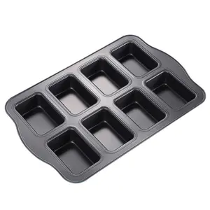 8-cavity karbon çelik Brownie loaf pan dikdörtgen metal kek bakeware ekmek pişirme kalıpları kek fırın tepsisi