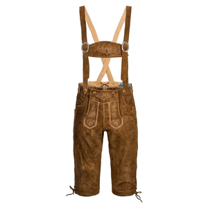 Lederhosen bavarois authentique pour hommes fabriqué avec du cuir véritable et des boutons classiques - Product Image 1