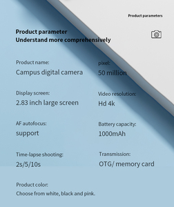 Search SourcingArk - Nueva Cámara de Bolsillo Mini para Niños, Económica, 4K, 1000 mAh, Zoom 16X, 2.83 Pulgadas, Tipo Apuntar y Disparar, X8 CCD - Product Image 2