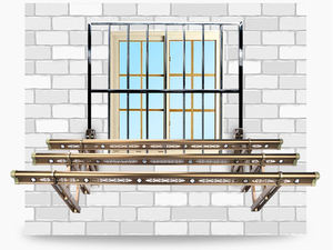 GG21 स्टेनलेस स्टील सड़क पर धक्का और खींच कपड़े हैंगर तह बिस्तर रैक बालकनी वापस लेने योग्य कपड़े हैंगर - Product Image 4