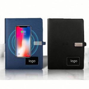 <b>Smart</b> Diary Bank Notebook Business Gift Wireless Charging LED Light Logo A5 Size Style Hardcover Leather Cover - Product Image 2