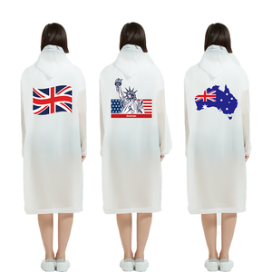 National Flag Print EVA Waterproof Reusable Raincoat for Women &amp; <strong>Men</strong> with Hood Emergency for <strong>Poncho</strong> Outdoor Travel Eco-Friendly - Product Image 1