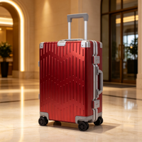 Valise rigide en aluminium AXOA de luxe, vintage, à rayures verticales, avec coins anti-chute, serrure TSA, résistante à l'eau, roues pivotantes - Bagage à main