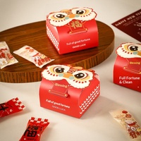 Nouvelle boîte cadeau pliable en carton blanc 6 pièces pour la danse du lion du Nouvel An 2026, motif tête de lion