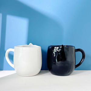 Tasses en céramique Zibo, forme incurvée, porcelaine blanche, impression numérique, design minimaliste, vaisselle promotionnelle, usage général - Product Image 3