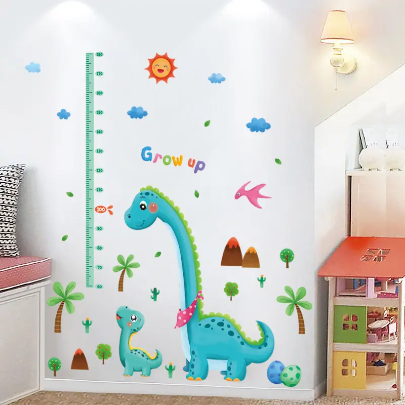 Adesivi decorativi per dinosauri di alta qualità adesivi fustellati per la tabella dell'altezza della stanza dei bambini per i bambini
