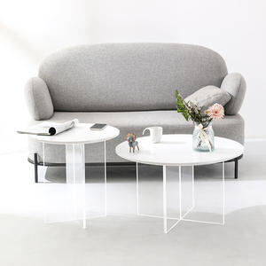 <b>Coffee</b> <b>Table</b> Set Round <b>Acrylic</b> White Modern Minimalist Living Room Home Use - Product Image 1