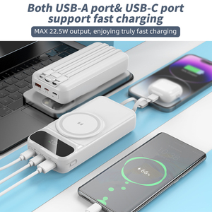 PD22.5W ชาร์จเร็วแบบไร้สาย 15W ชาร์จแบตสำรอง 20000mah พร้อมสายชาร์จในตัว 3 เส้น หน้าจอแสดงผลดิจิตอล พาวเวอร์แบงค์แม่เหล็ก - Product Image 2