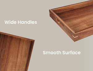 Set di 2 vassoi da portata in legno di acacia con manici, vassoio decorativo per colazione <span class=keywords><strong>a</strong></span> letto, piatto per cibo e bevande, per <span class=keywords><strong>mangiare</strong></span>, lavorare e conservare - Product Image 6