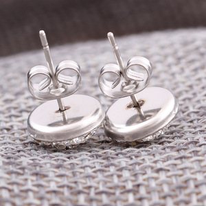 Fashion <b>Stud</b> <b>Earrings</b> 14Mm Diamond Encrusted Round White Stainless Steel Party Jewelry - Product Image 5