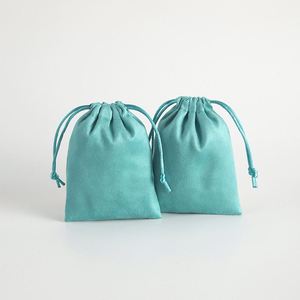 Pochette à bijoux personnalisée en velours bleu pour bracelet et collier, sac à cordon en velours pour bijoux - Product Image 3